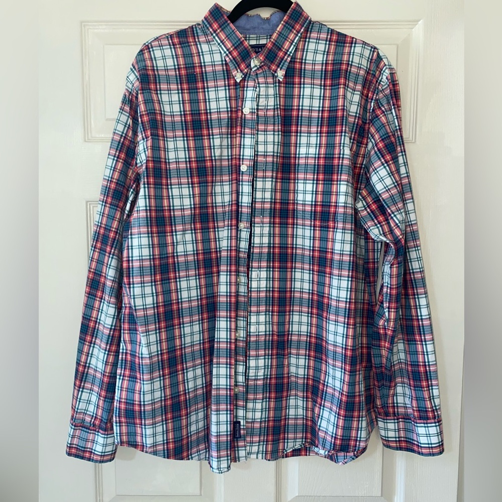 Plaid Button Down Shirt Crown & Ivy Classic Fit Men’s Large